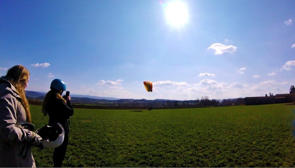 Paragliding tandem flight around Barcelona in February