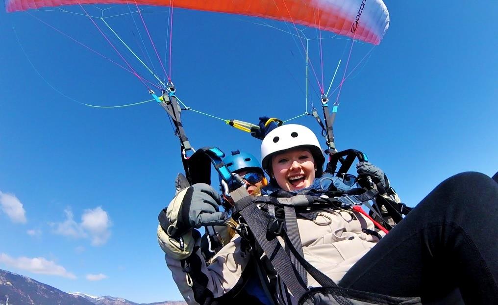 Paragliding tandem flight around Barcelona in February