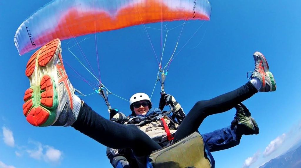 Paragliding tandem flight around Barcelona in February