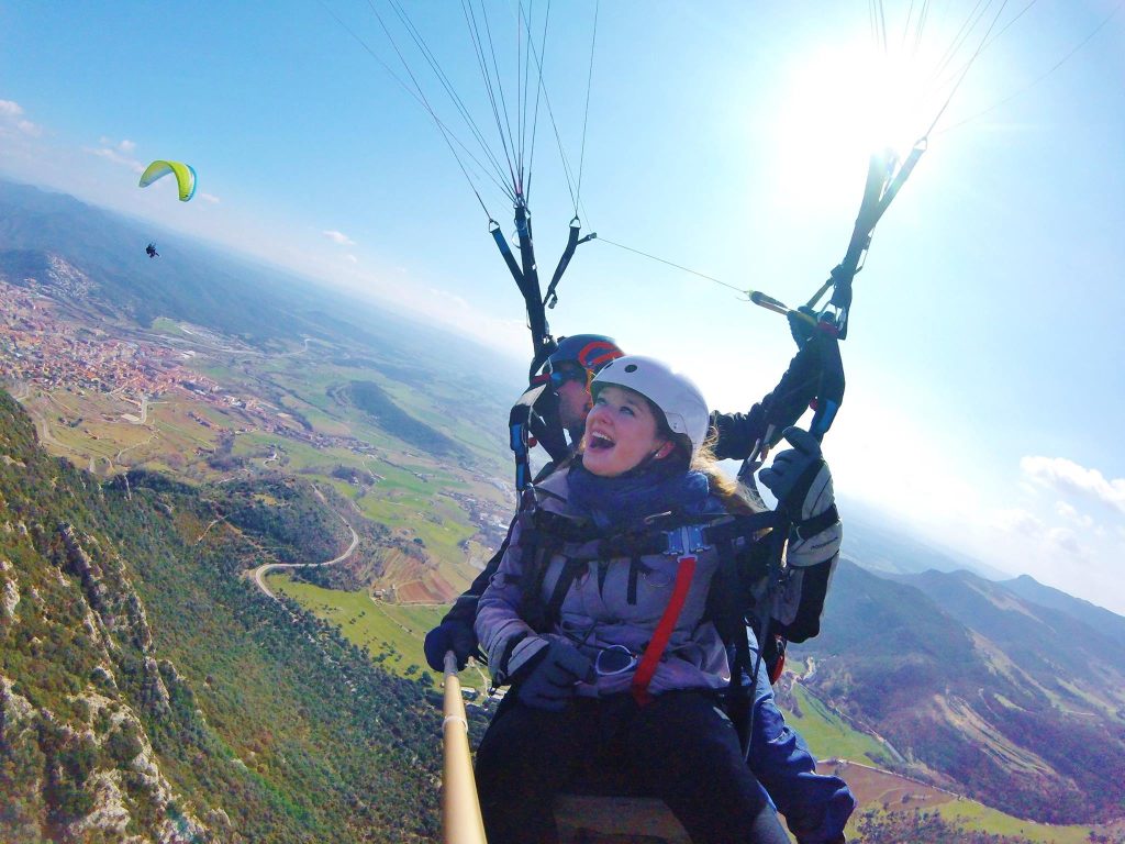 Paragliding tandem flight around Barcelona in February