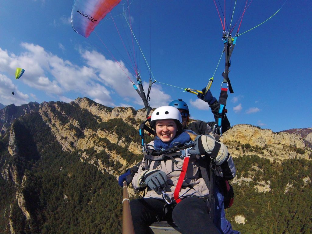 Paragliding tandem flight around Barcelona in February